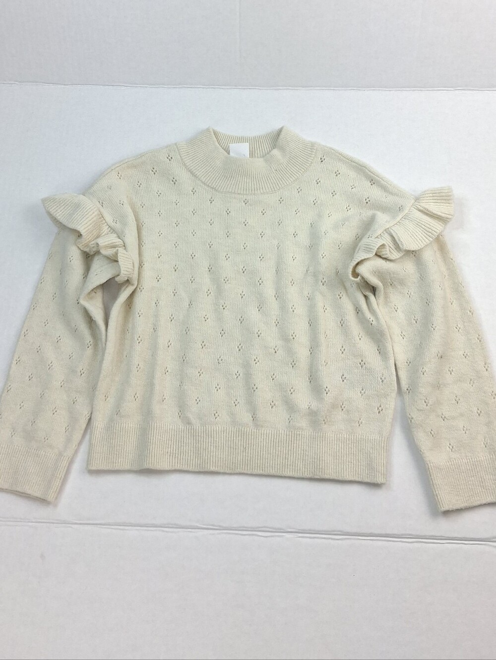 Baby Gap Beige Ruffle Pointelle Sweater
